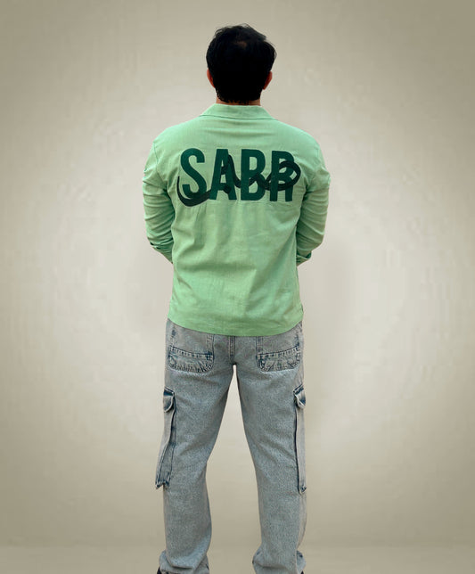 "Sabr" Cuban Collar Embroidered Shirt
