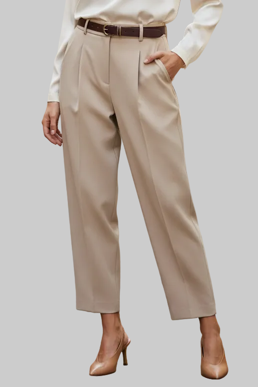 Belted Pleated Beige pants