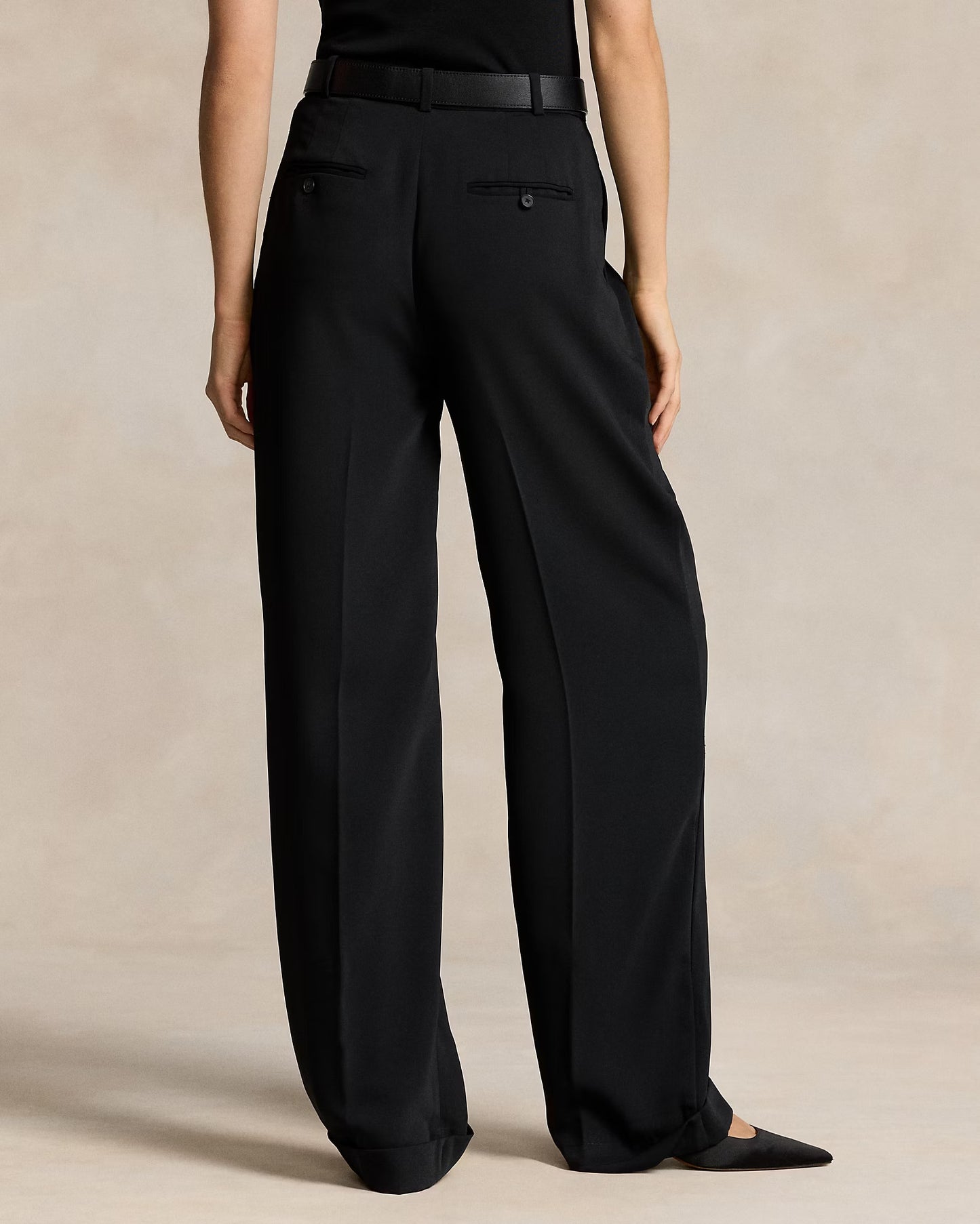 Double pleat Black straight leg Korean pants