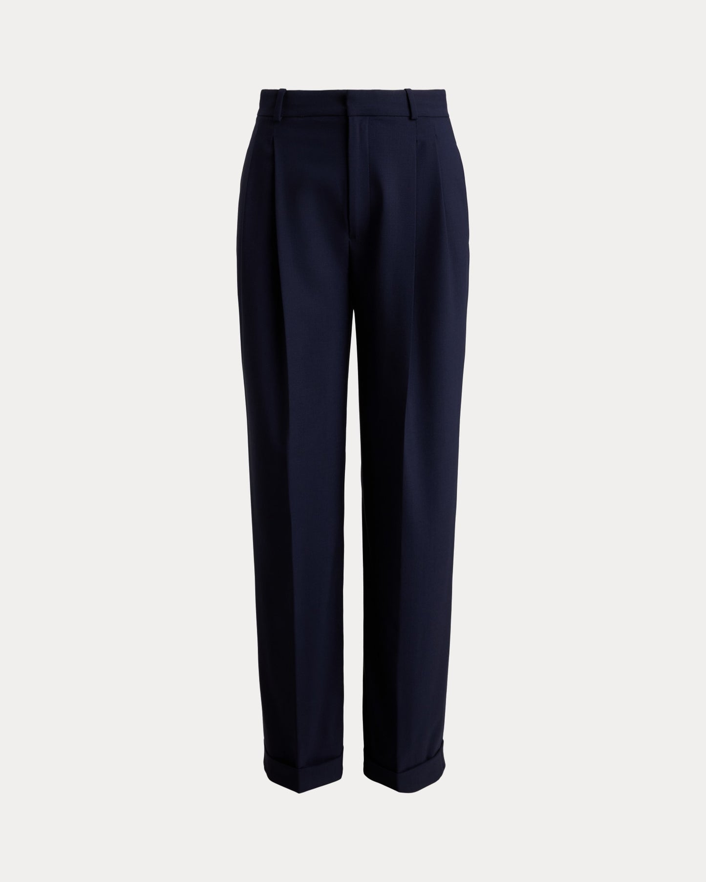 Navy blue pants on a light gray background