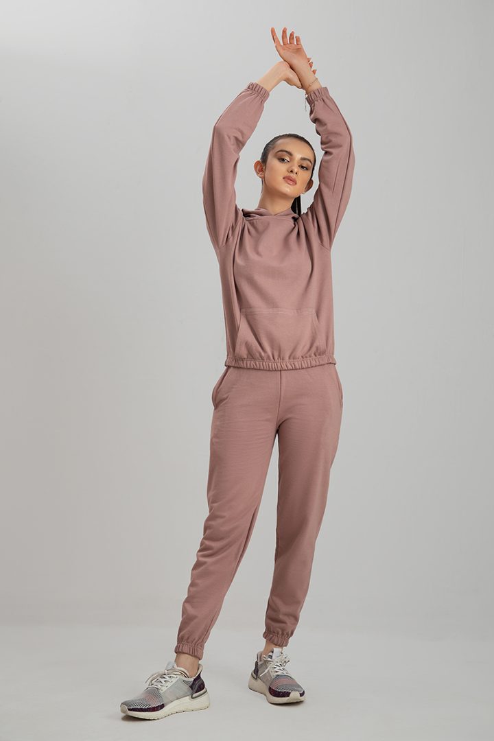 Tracksuit Crop Style Tea Pink With Warm Hoodie And Pants – Decuir