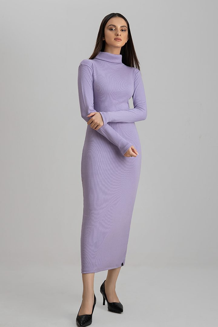 Lavender highneck Bodycon dress Decuir