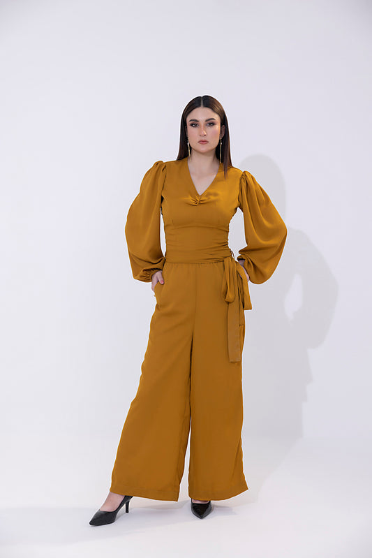 Women's georgette orange jumpsuit.