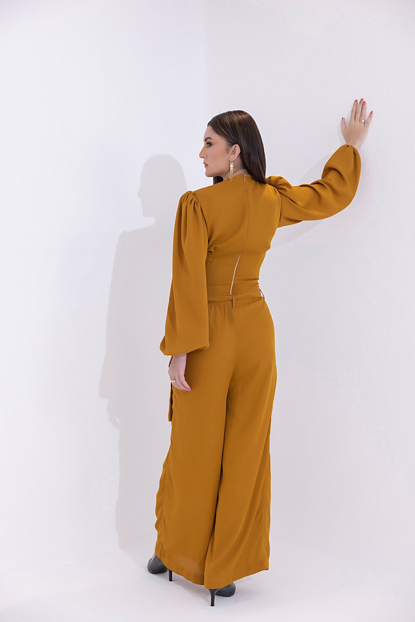 Women's georgette orange jumpsuit.