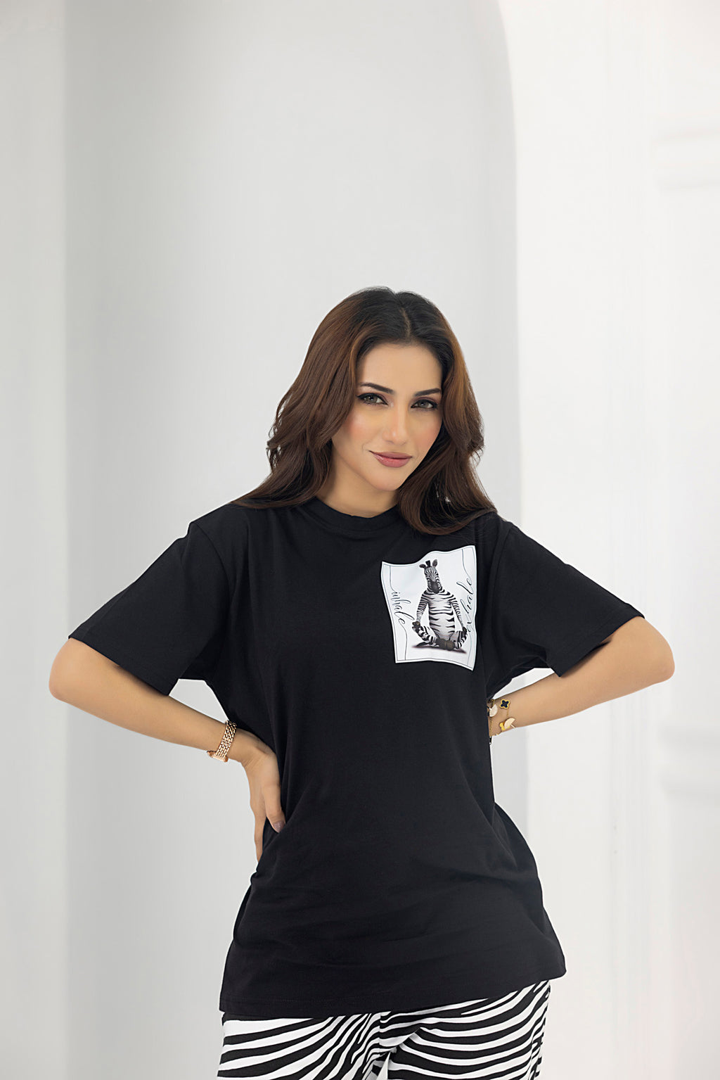 Zebra Nightwear Jersey and Pyjama set (Black)