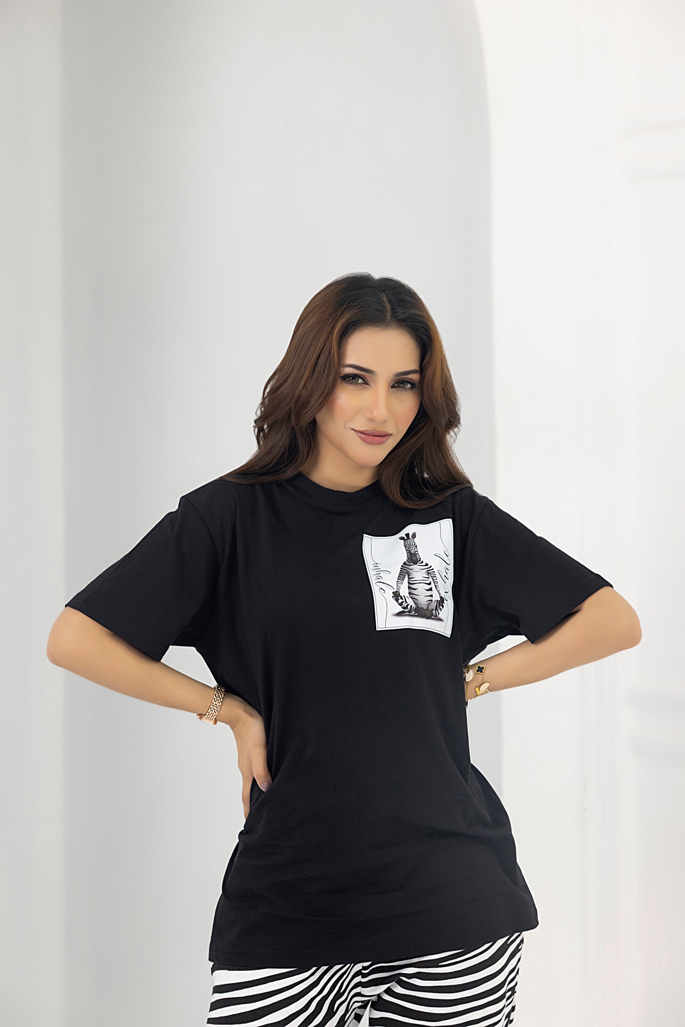 Zebra Nightwear Jersey and Pyjama set (Black)