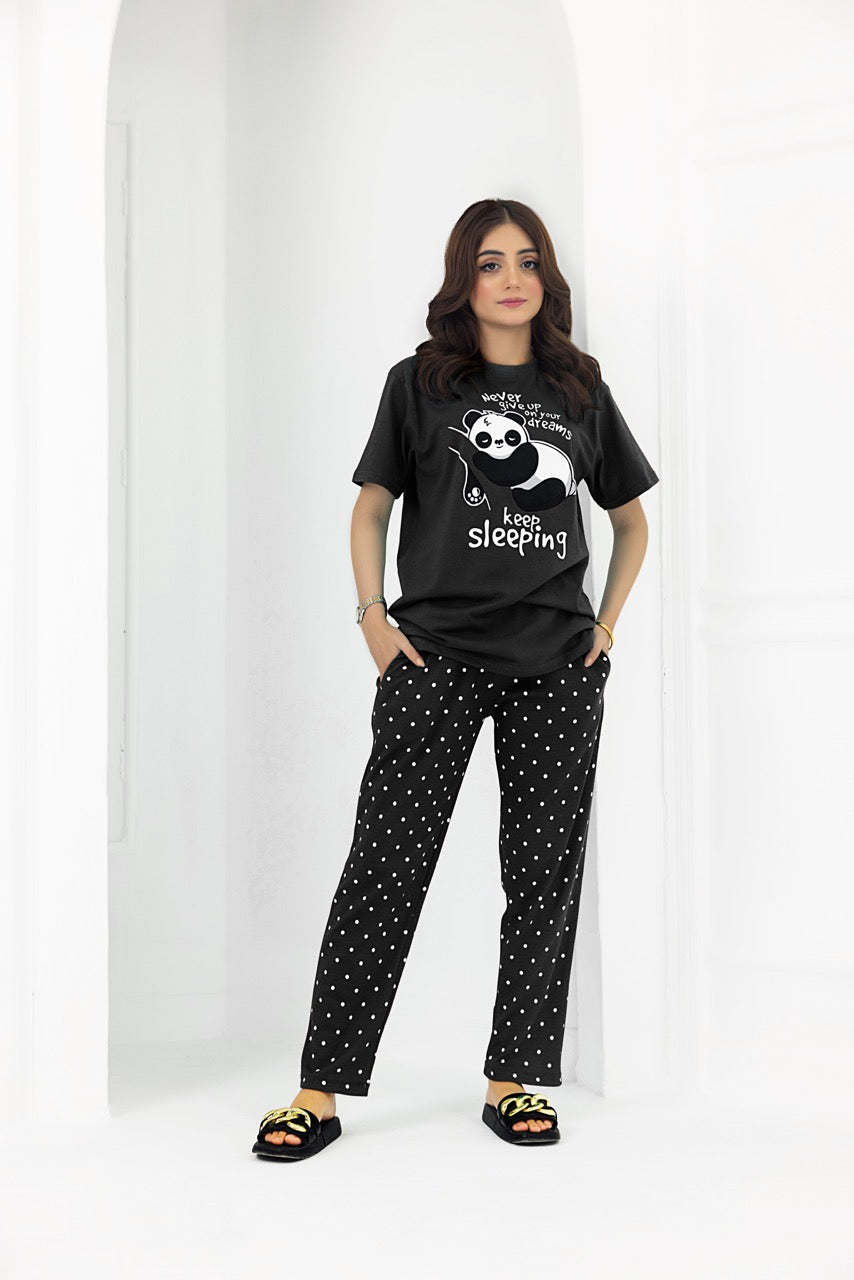 Panda Nightwear Jersey and Pyjama set (Dark)