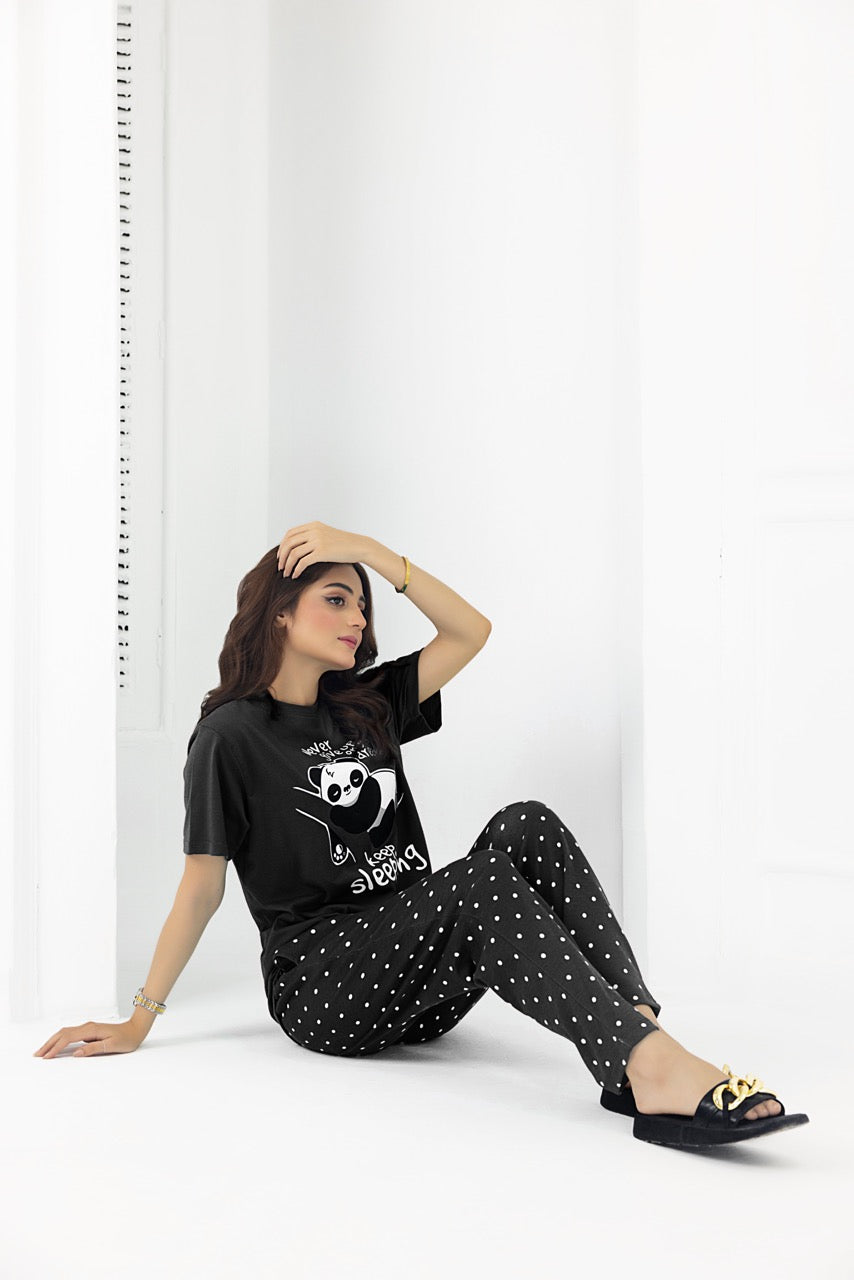 Panda Nightwear Jersey and Pyjama set (Dark)
