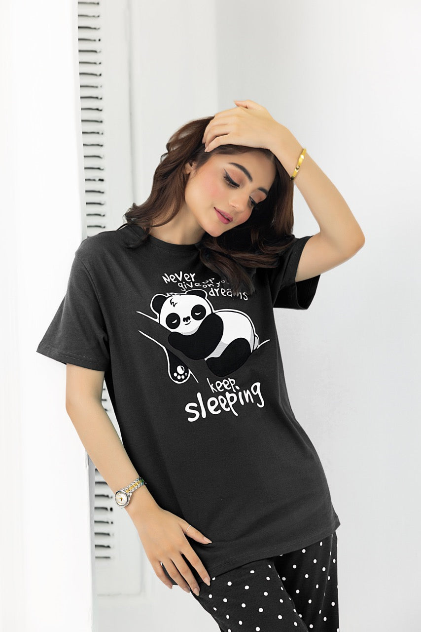 Panda Nightwear Jersey and Pyjama set (Dark)