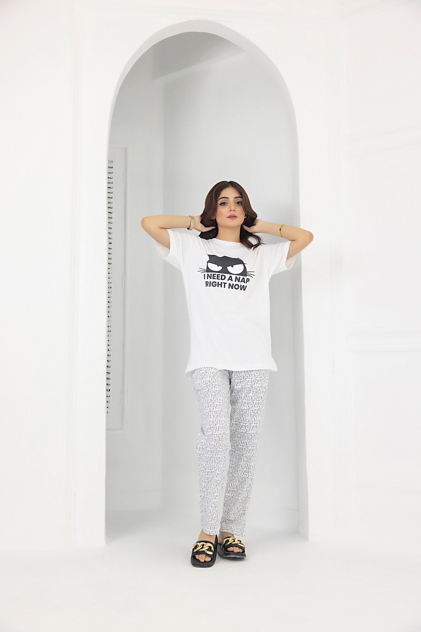 Nap Nightwear Jersey and Pyjama set (White)
