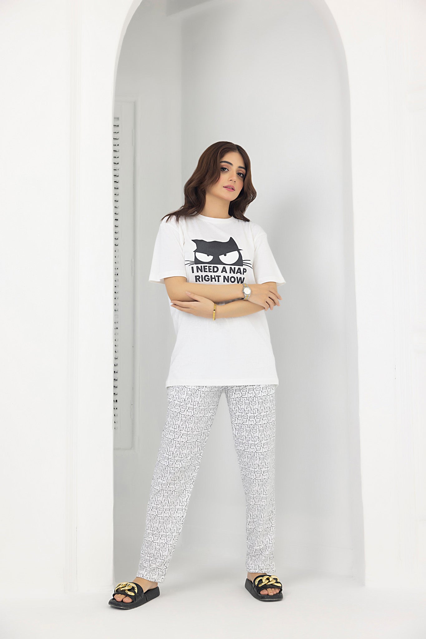 Nap Nightwear Jersey and Pyjama set (White)