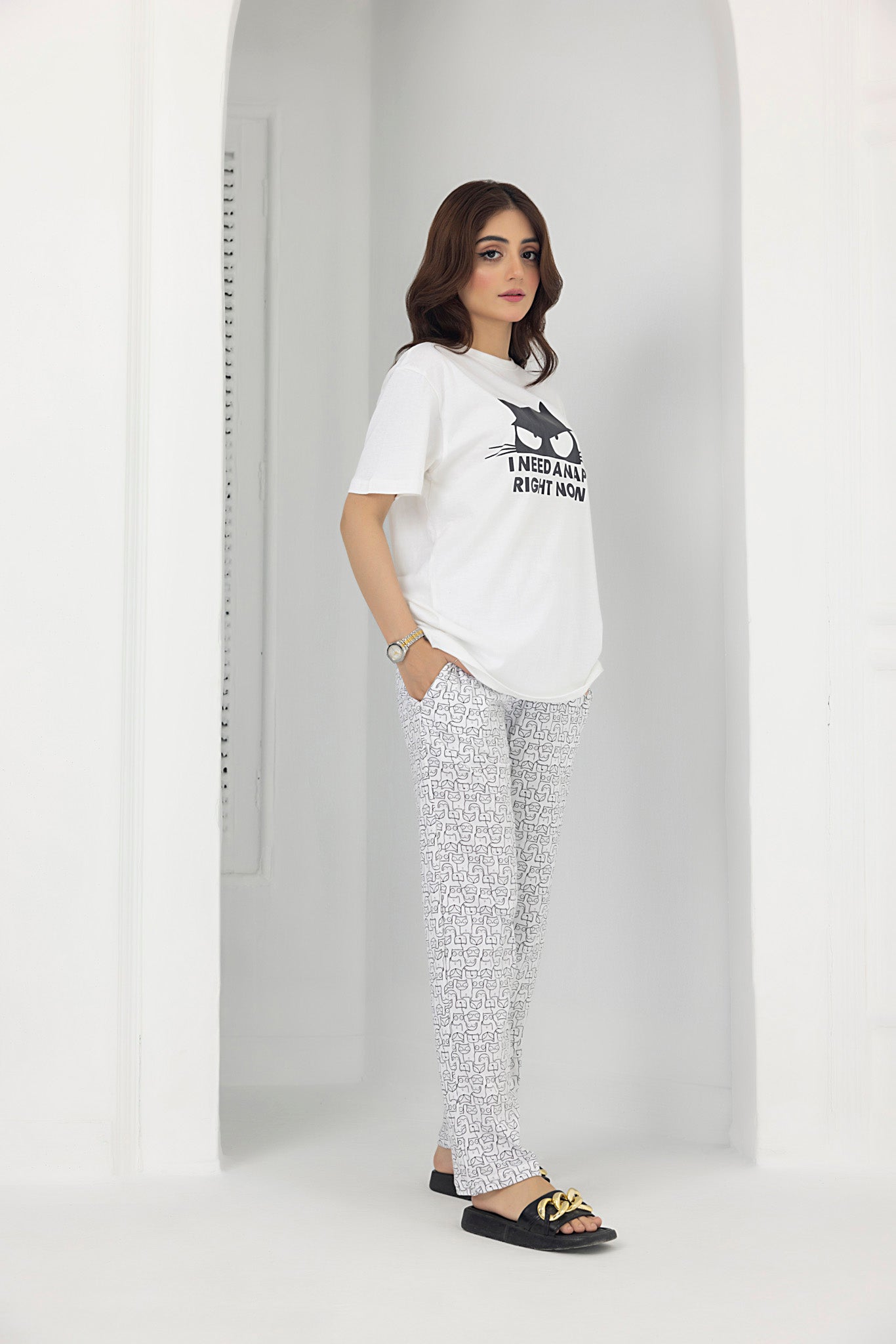 Nap Nightwear Jersey and Pyjama set (White)