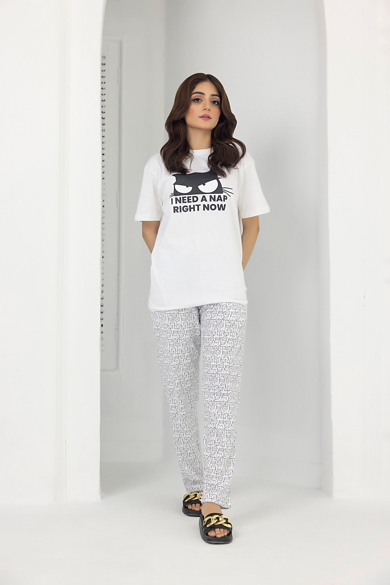 Nap Nightwear Jersey and Pyjama set (White)