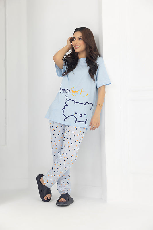 Nighty night Jersey and Pyjama set (S.Blue)