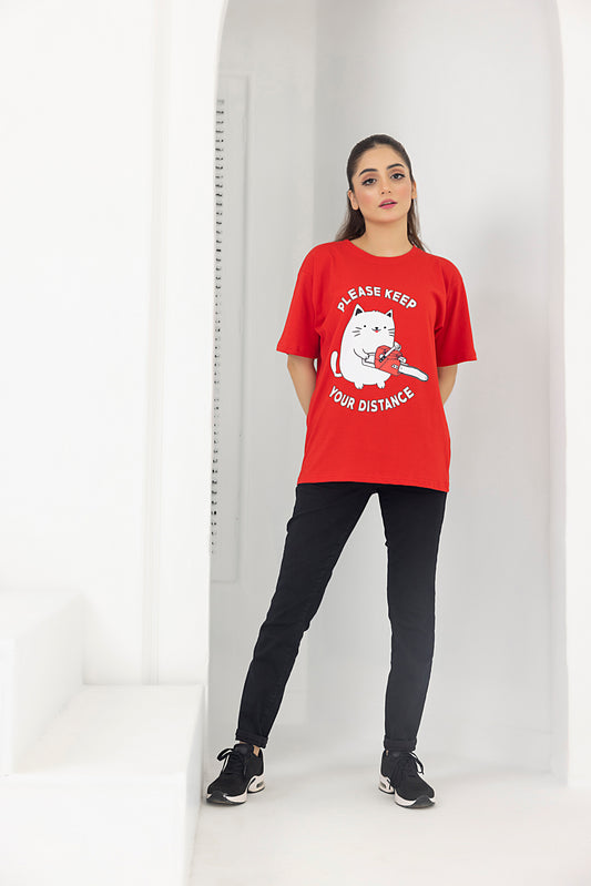 Keep Distance BF baggy shirt (Red)