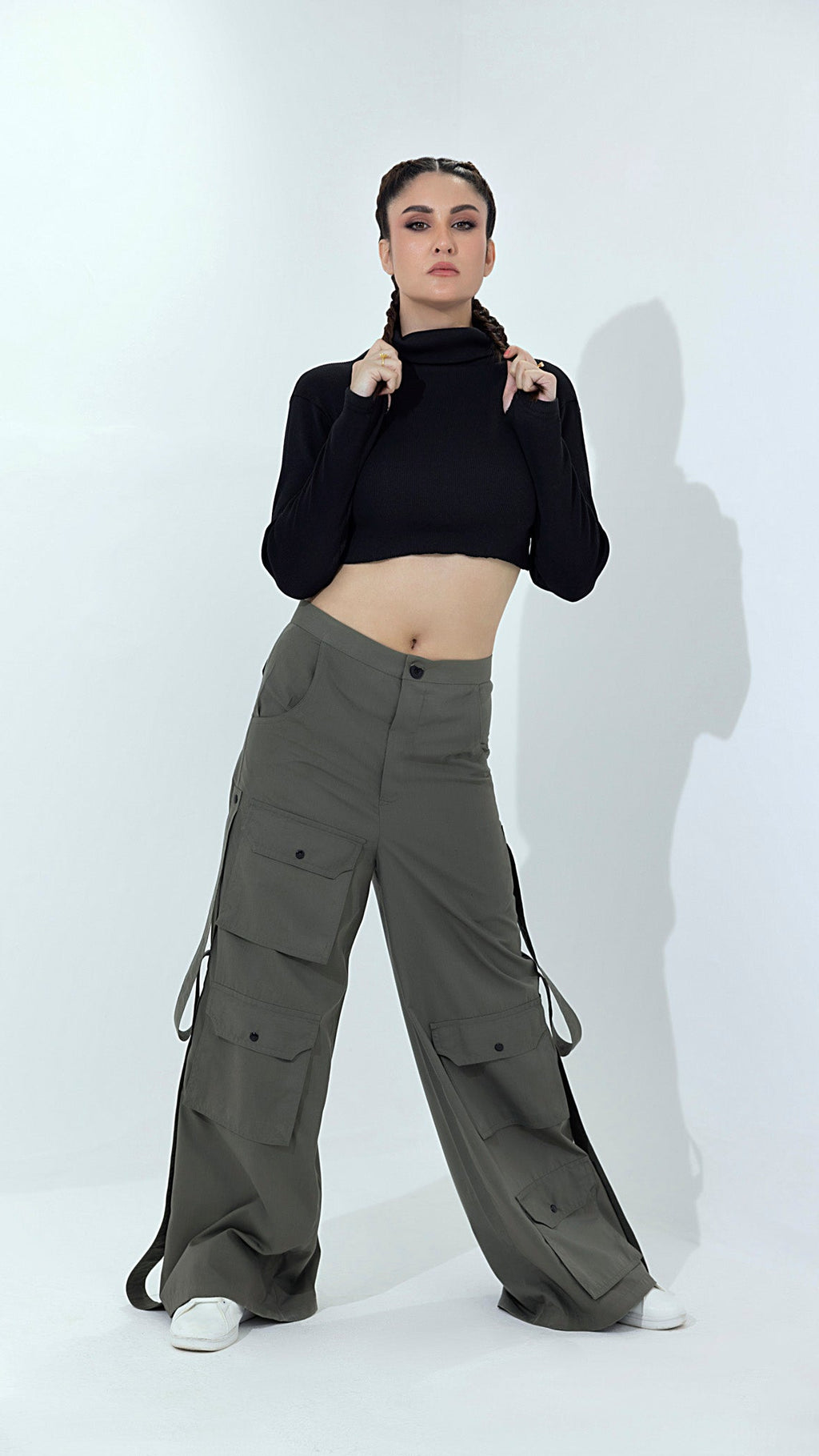 Women's green cargo pants.