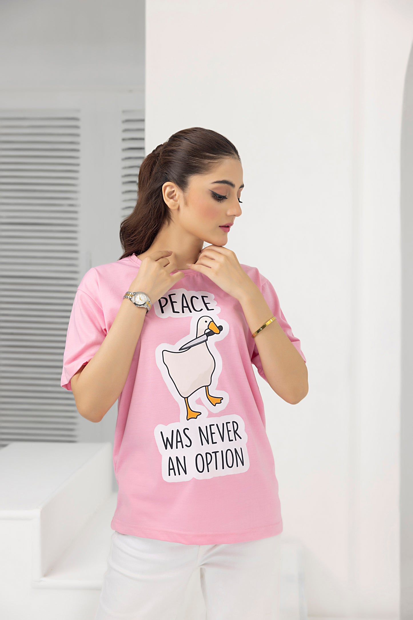 Peace BF baggy shirt (Pink)