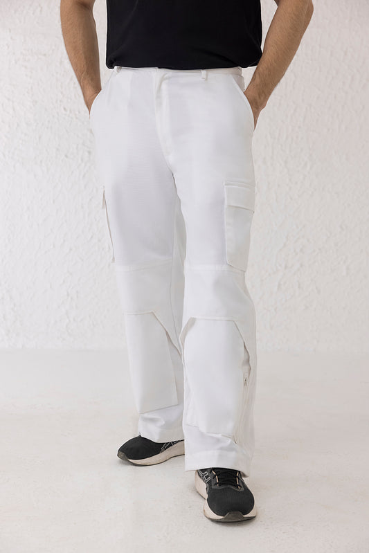 white mens conquer cargo pant