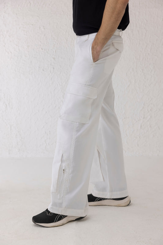 white mens conquer cargo pant