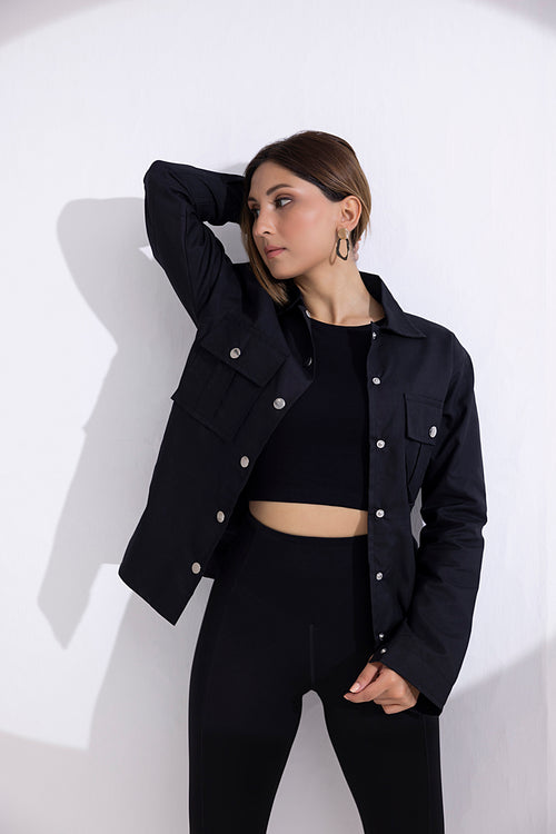 Women's twill black jacket