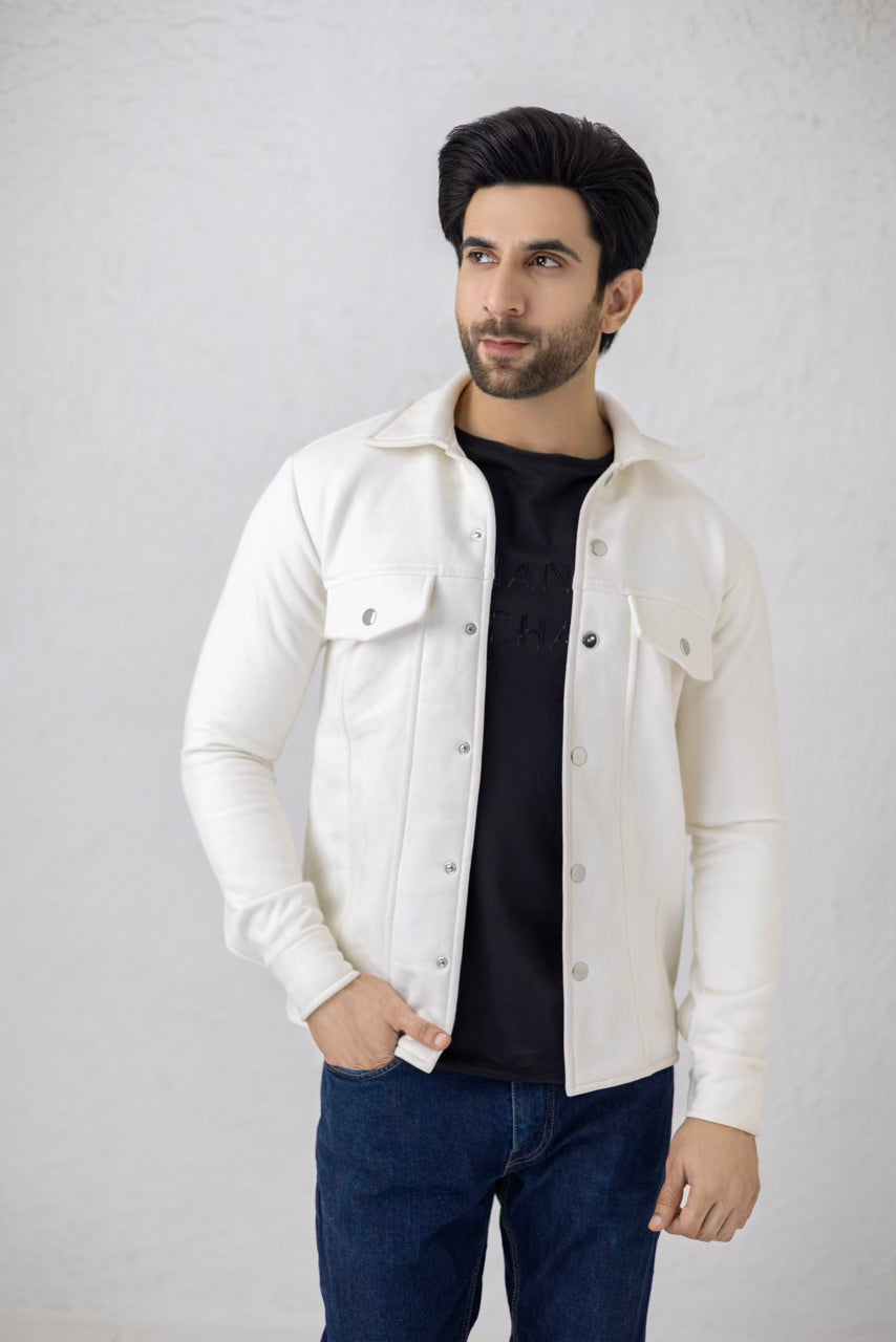 White fleece men's jacket