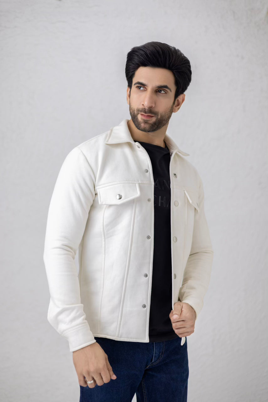 White fleece men's jacket