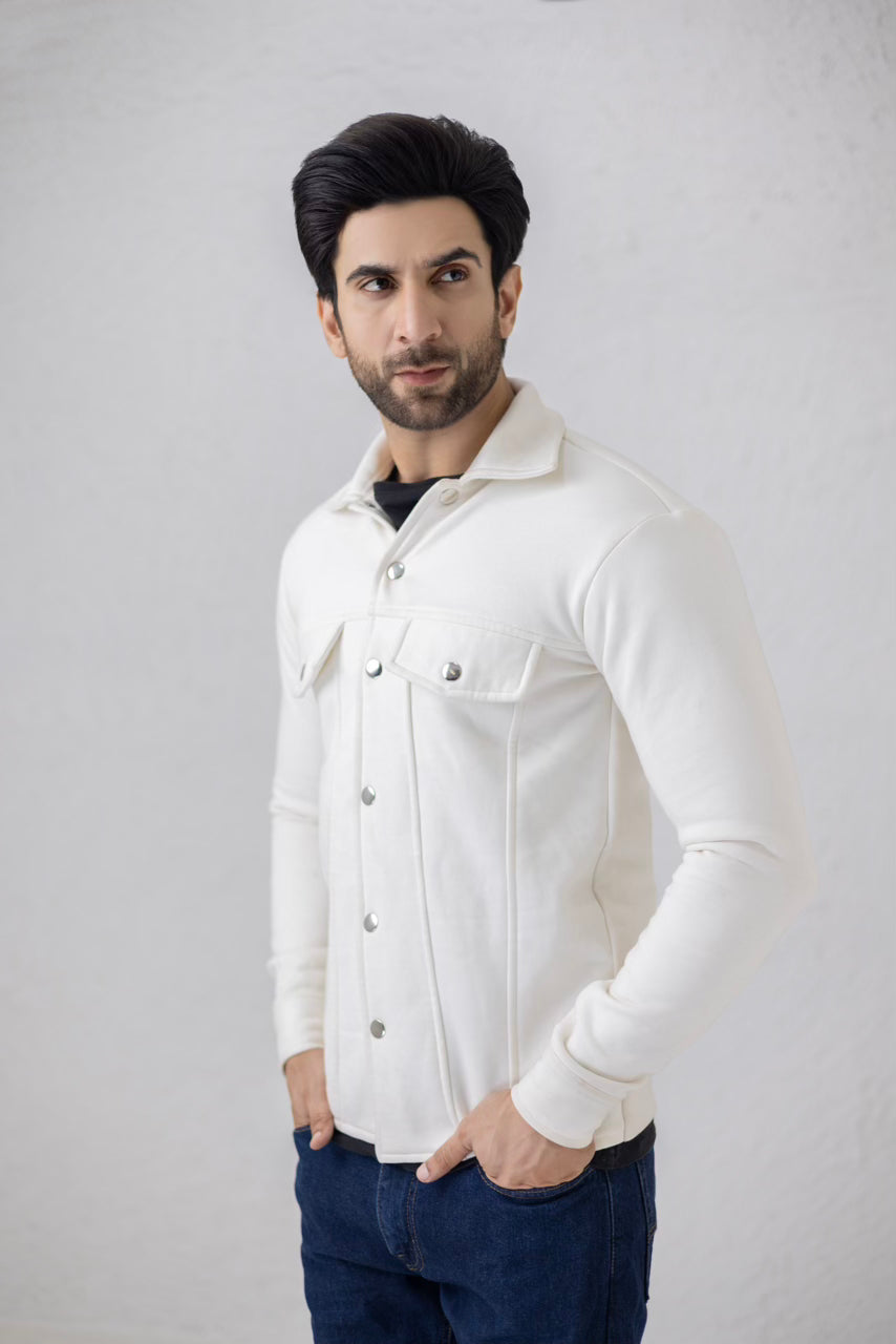 White fleece men's jacket