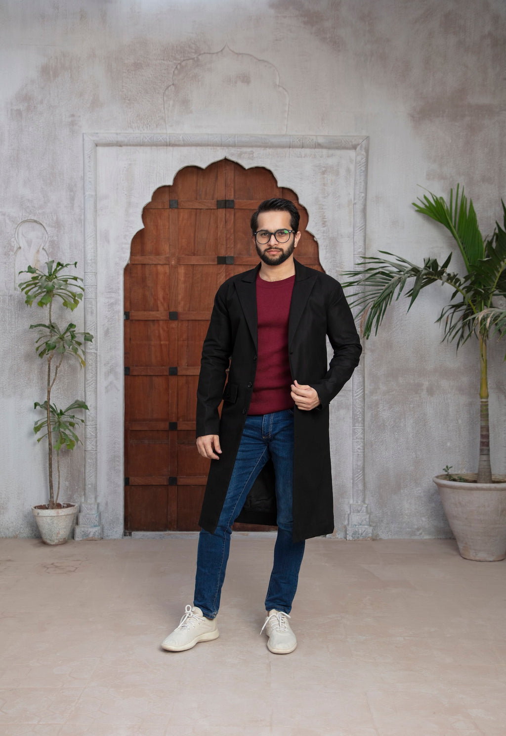 Black Drape Men's Long Coat
