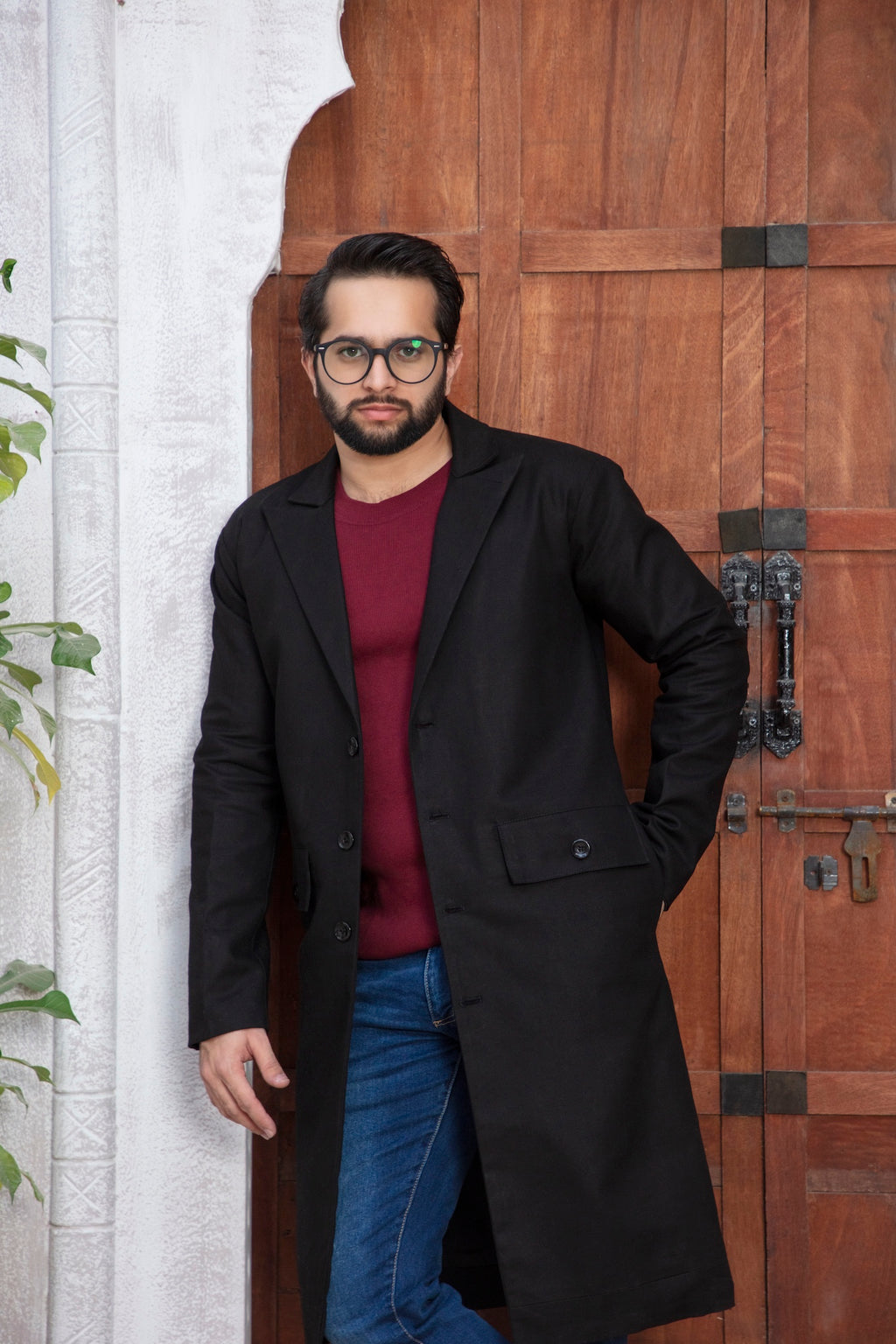 Black Drape Men's Long Coat