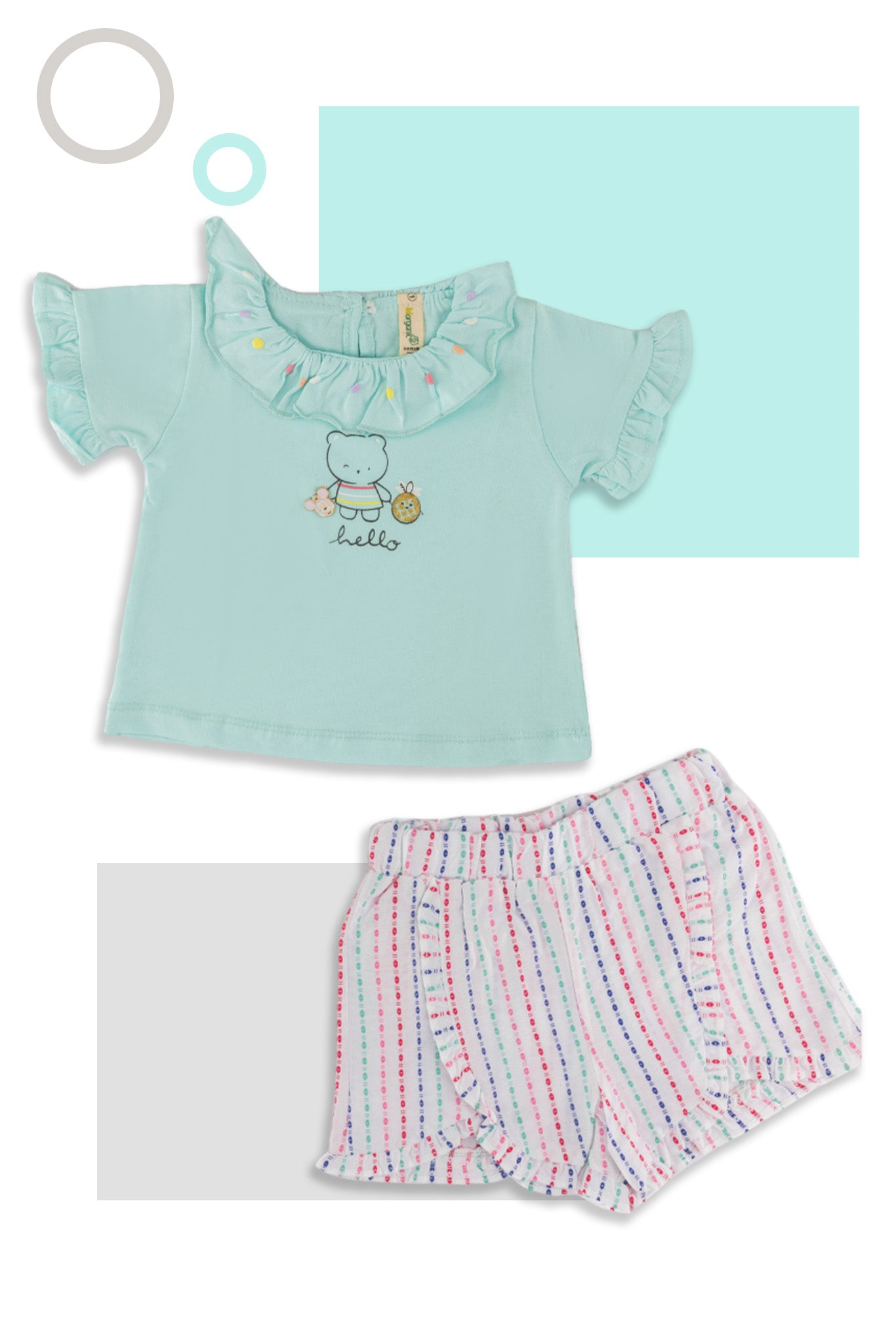 Girl's Light Green "Hello" 2 piece set