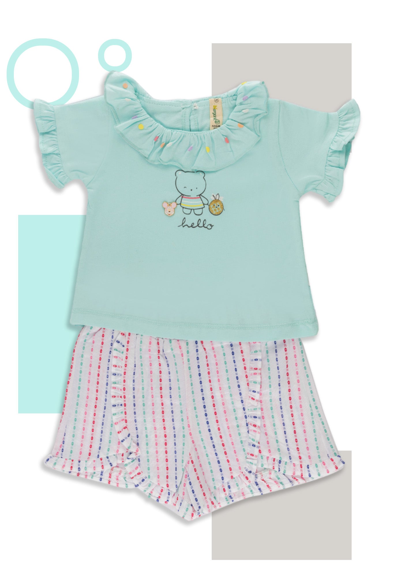 Girl's Light Green "Hello" 2 piece set