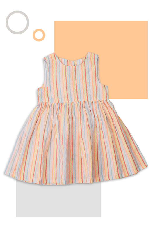 Girl's Colorful striped sleeveless frock