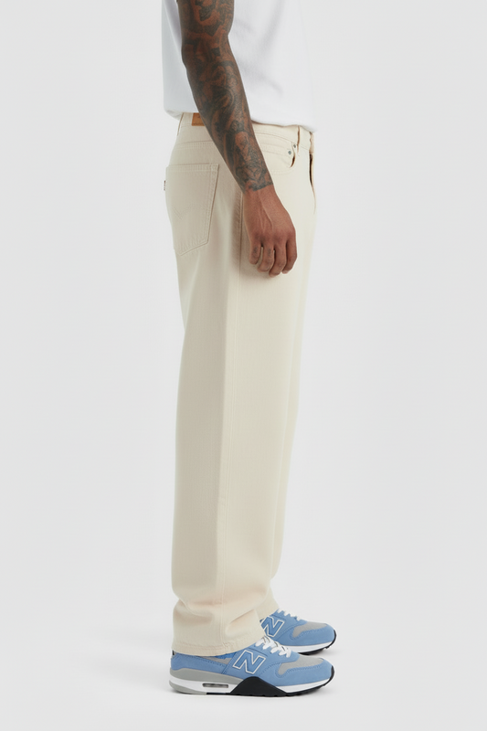 Beige Cream Wide leg Relaxed Fit Pant