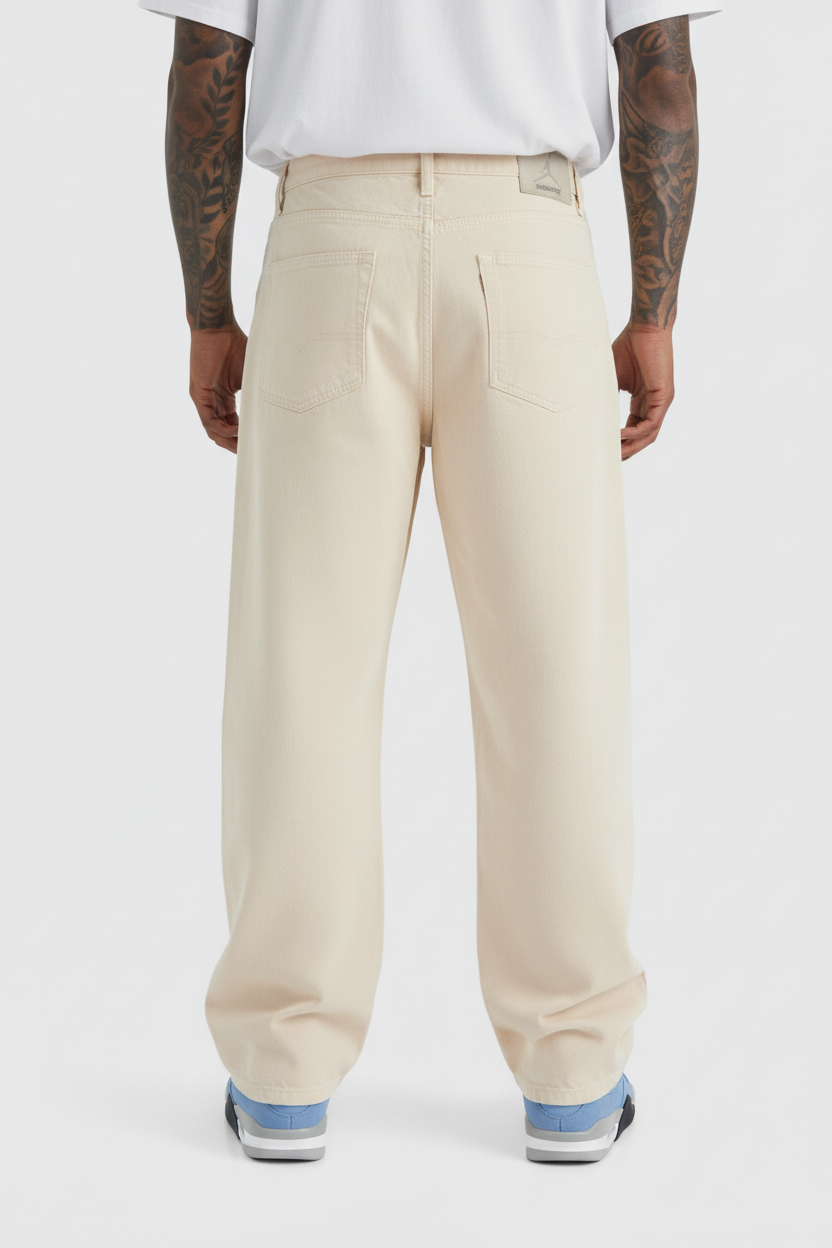 Beige Cream Wide leg Relaxed Fit Pant