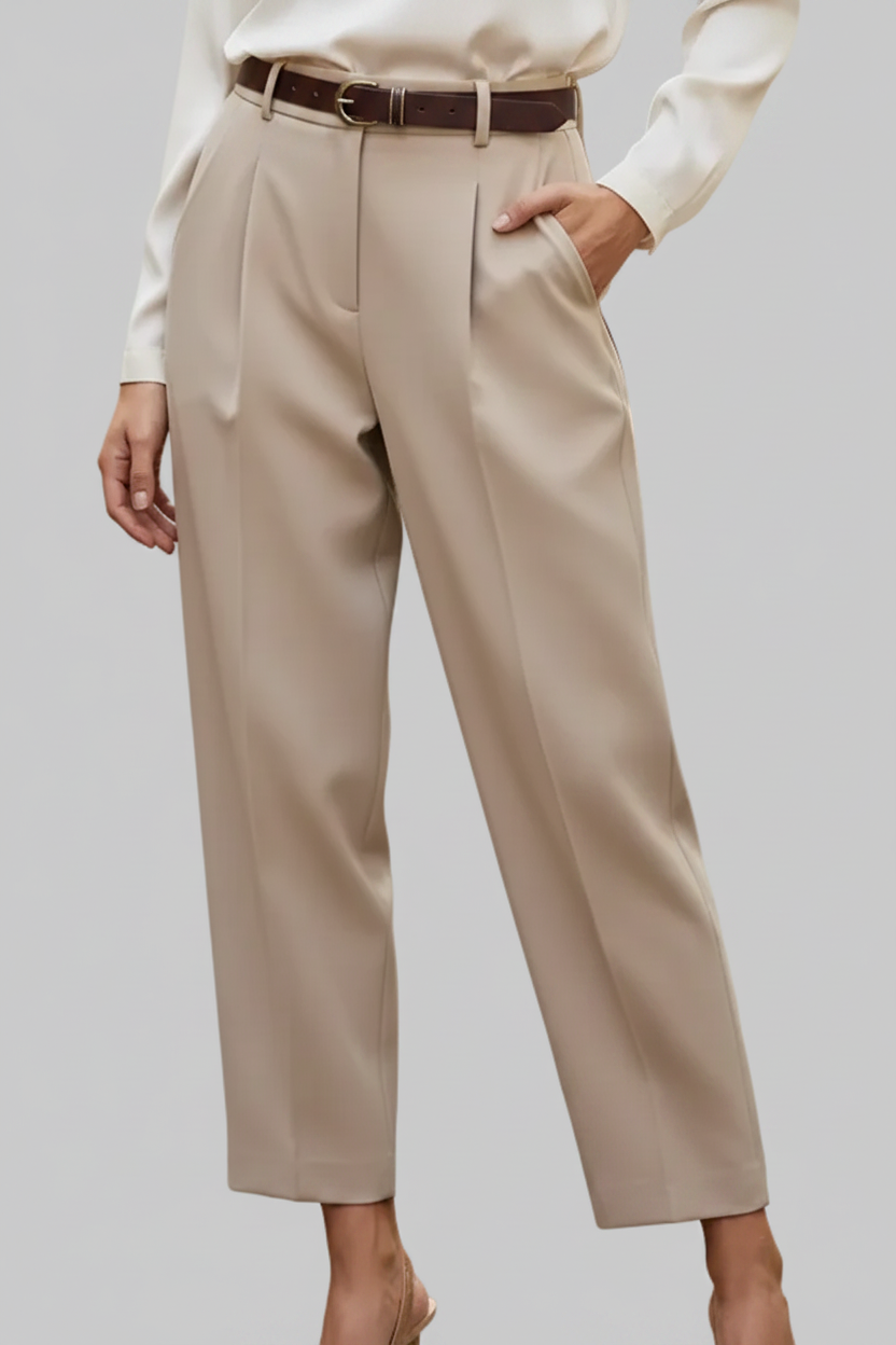 Belted Pleated Beige pants