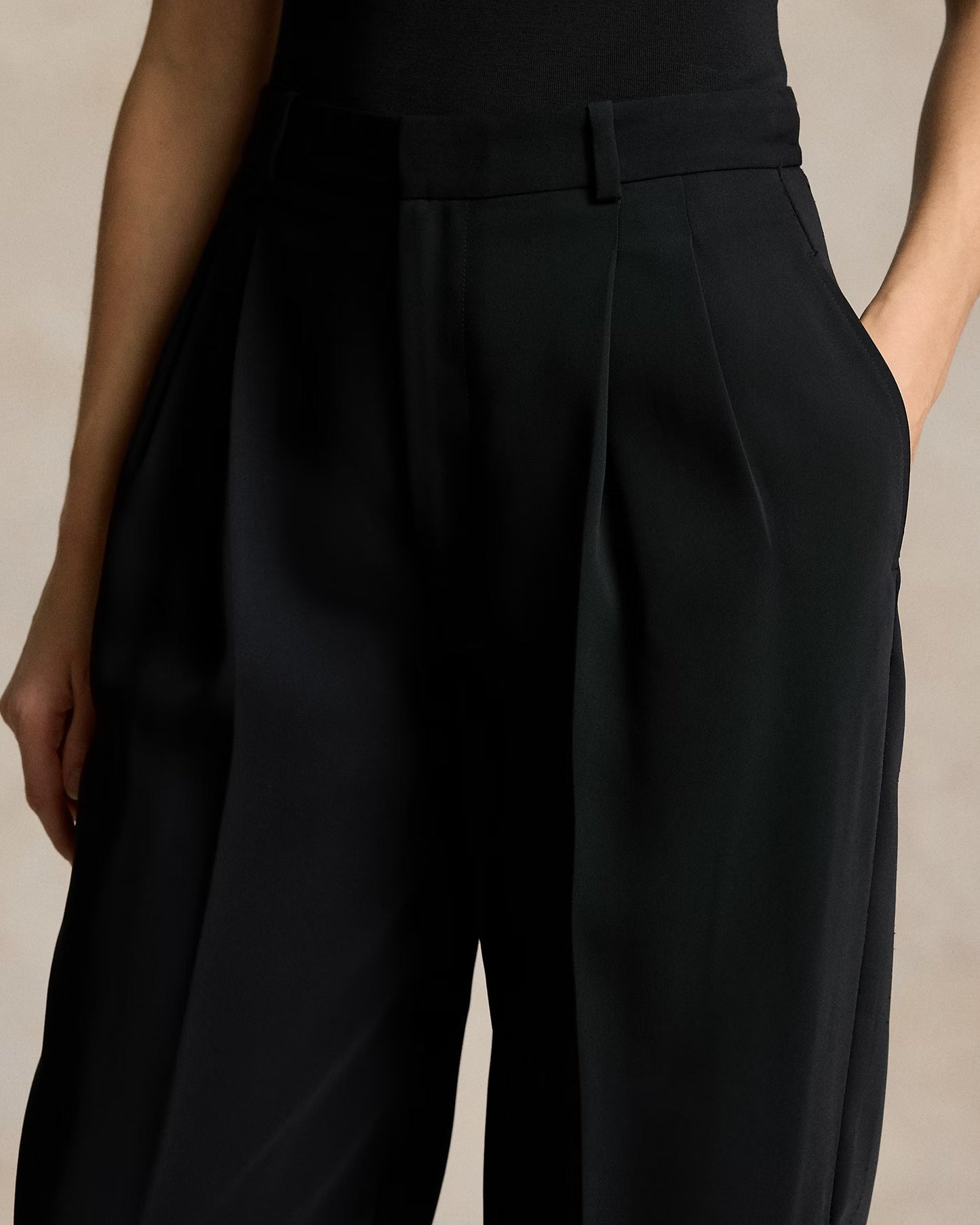 Double pleat Black straight leg Korean pants