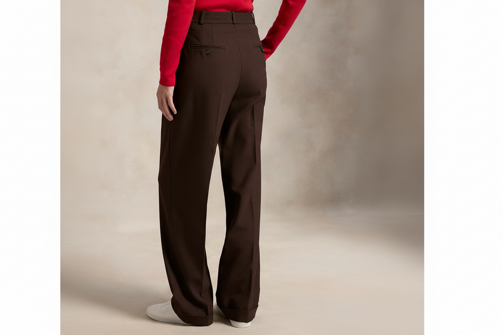 Double pleat Chocolate Brown straight leg pants WOMENS