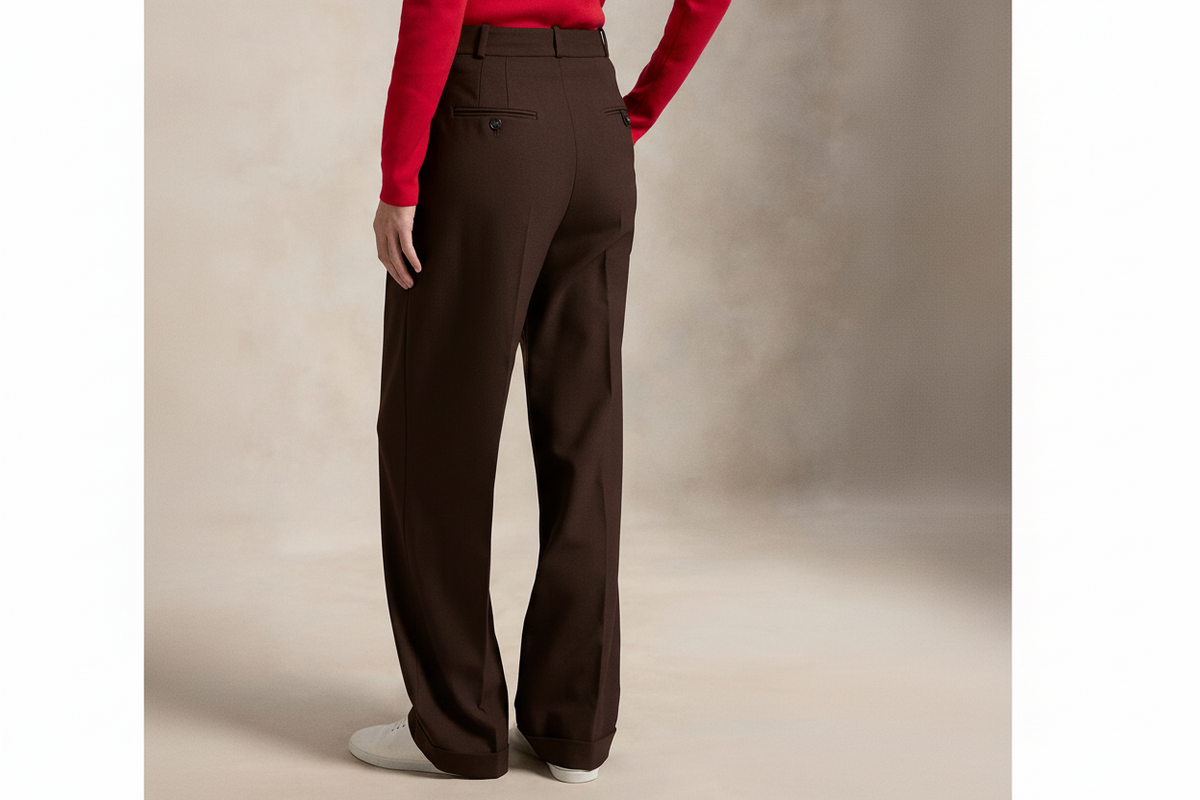 Double pleat Chocolate Brown straight leg pants