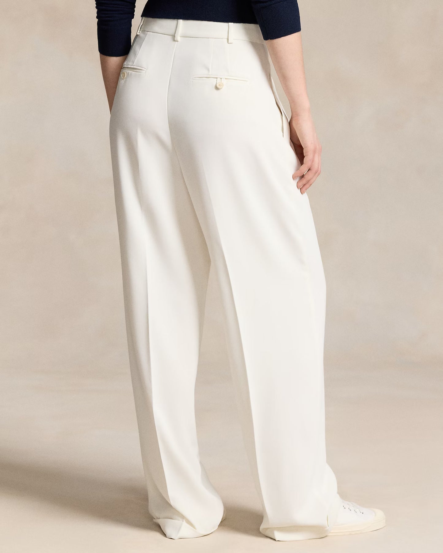 Double pleat Creamy White straight leg Korean pants