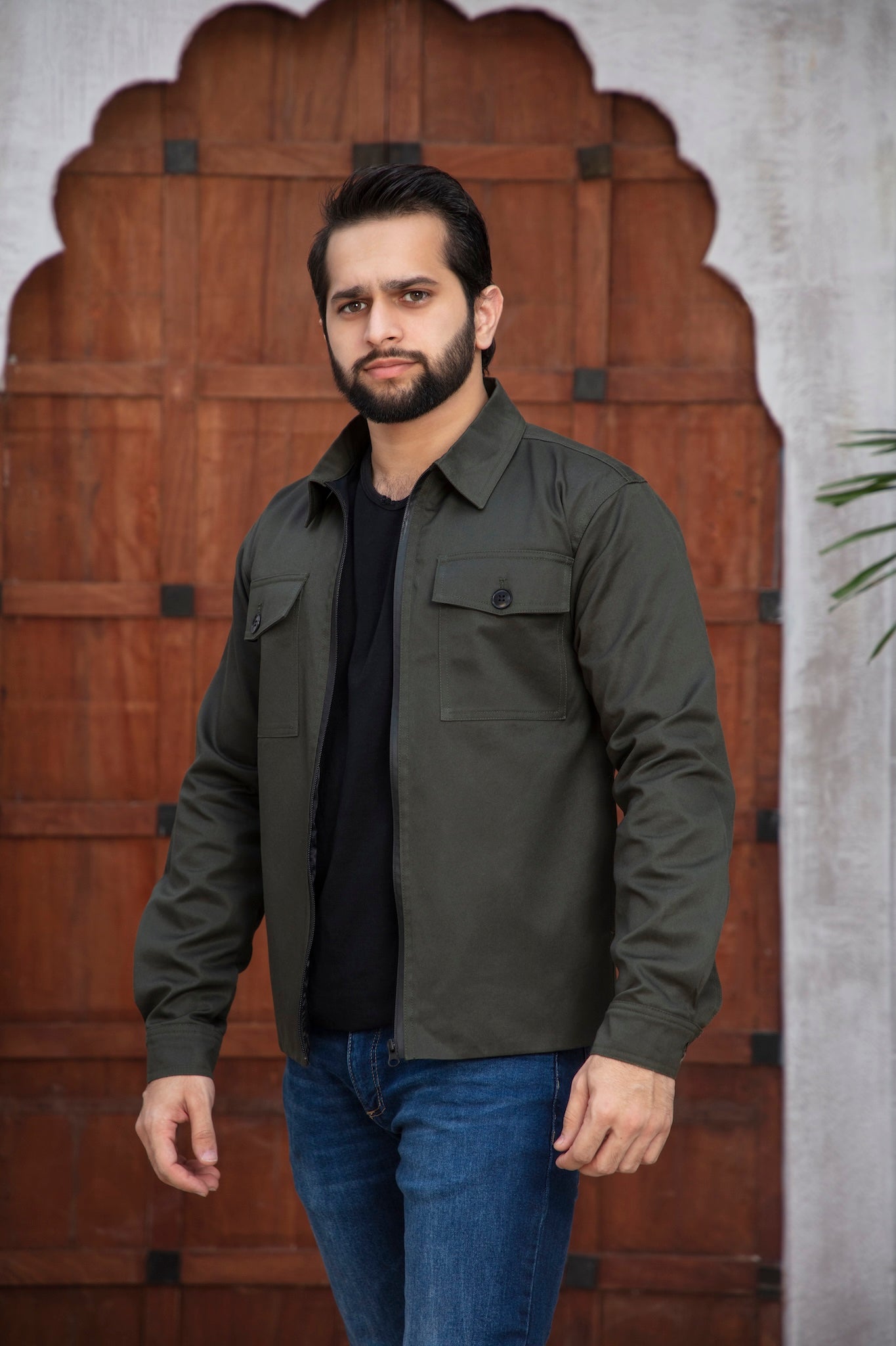 Men wearing a green Jacket