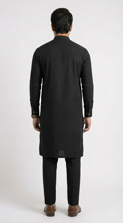 Black Men's kurta Pajama Cotton