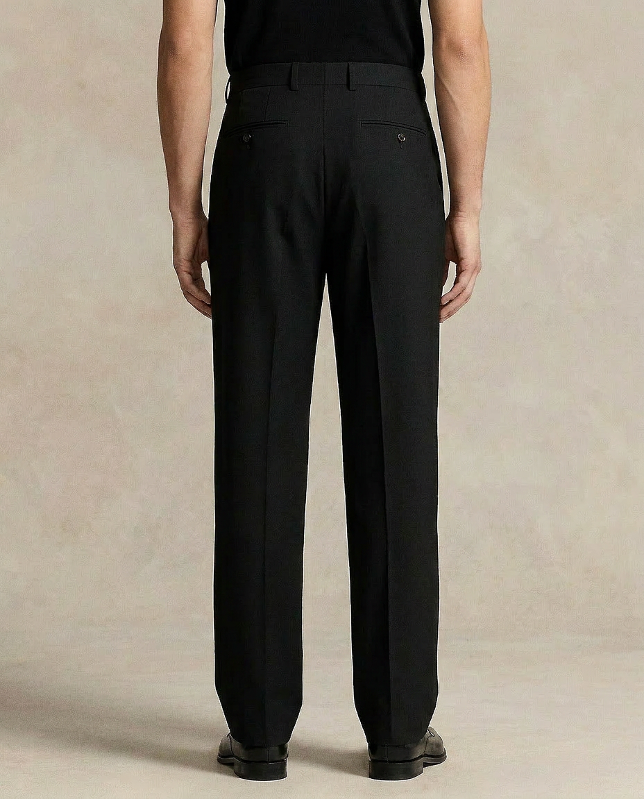 Double pleat Black straight leg pants  Mens