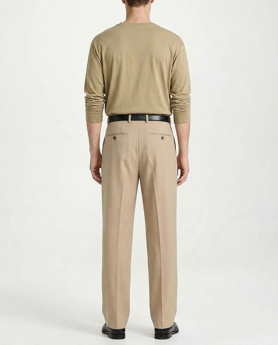 Double pleat Beige straight leg pants  Mens