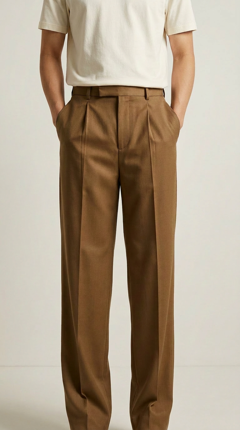 Single pleat Copper straight leg pants  Mens