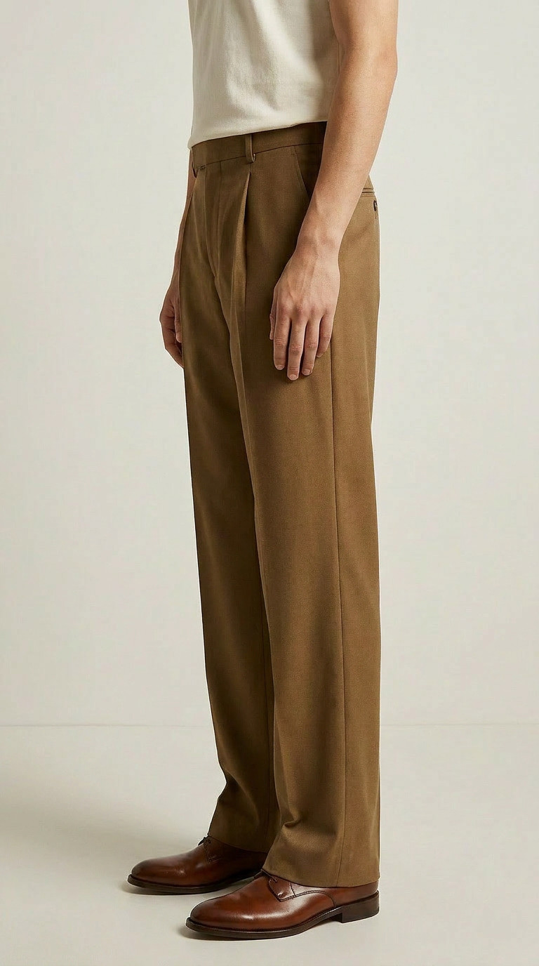 Single pleat Copper straight leg pants  Mens