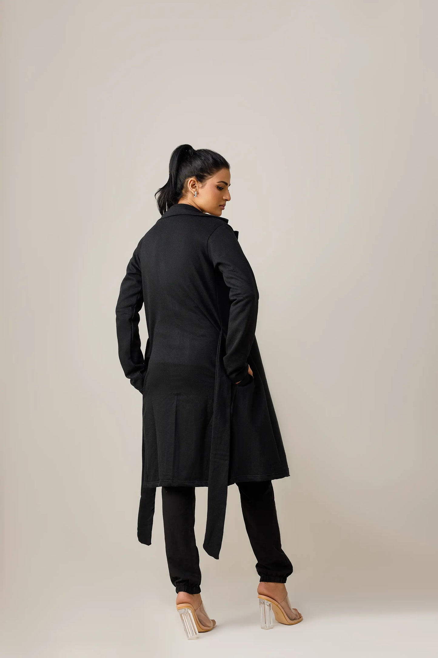 Black Long Lapel Coat