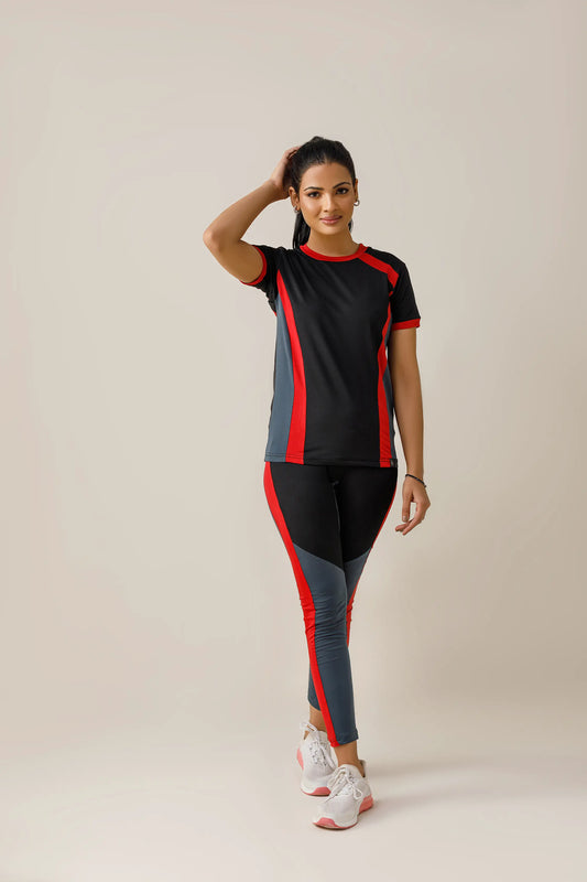 Beyond Performance Activewear Tracksuit (Red Grey and Black)