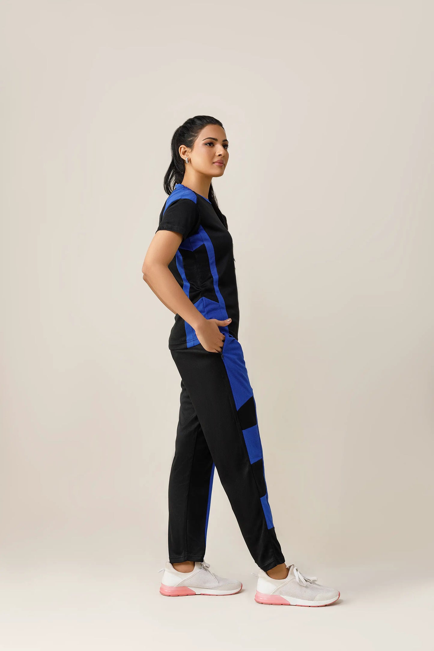 Animal Instinct Activewear Tracksuit (Black and Royal Blue)