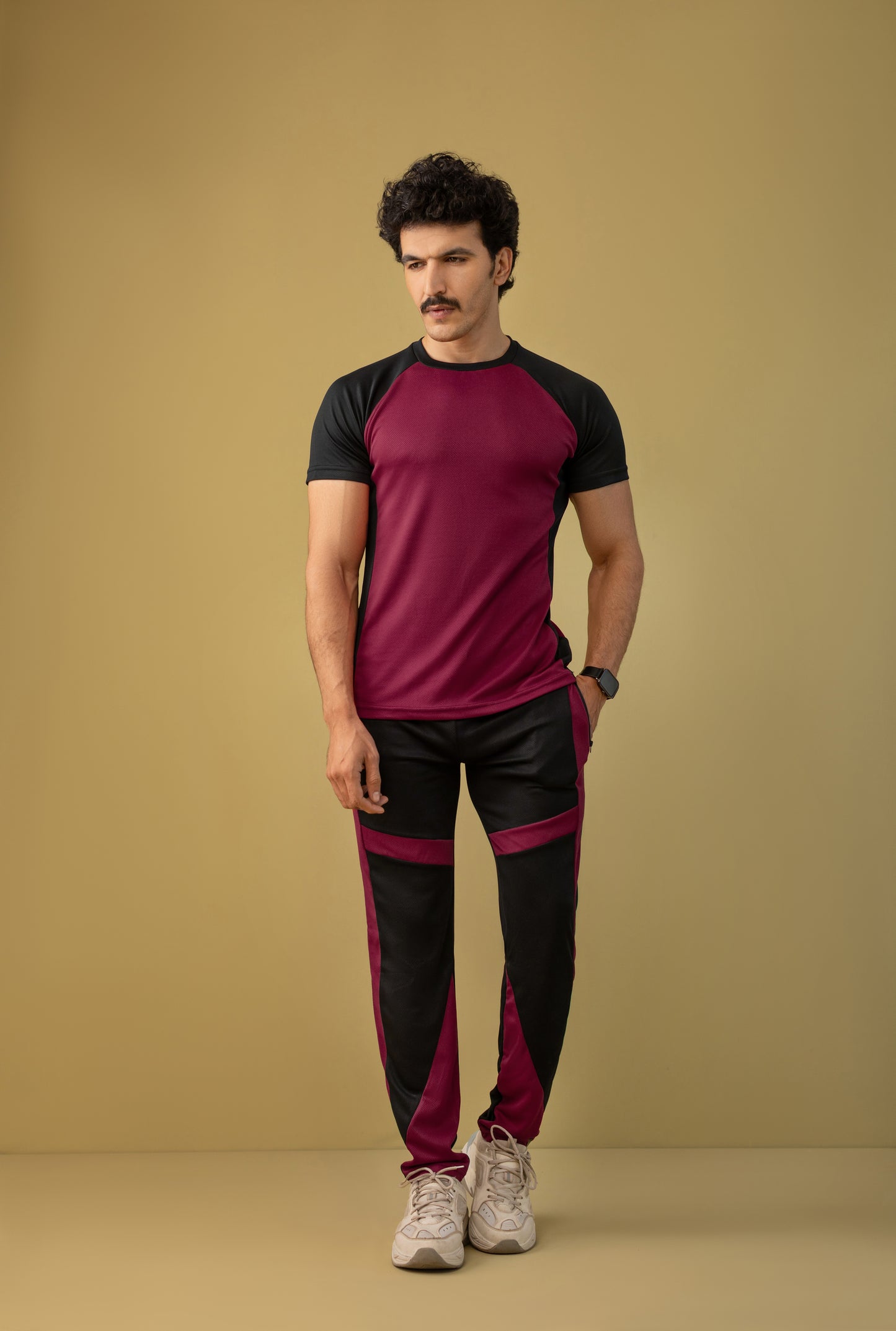 Expressive Victory Activewear Suit (Burgundy & Black)