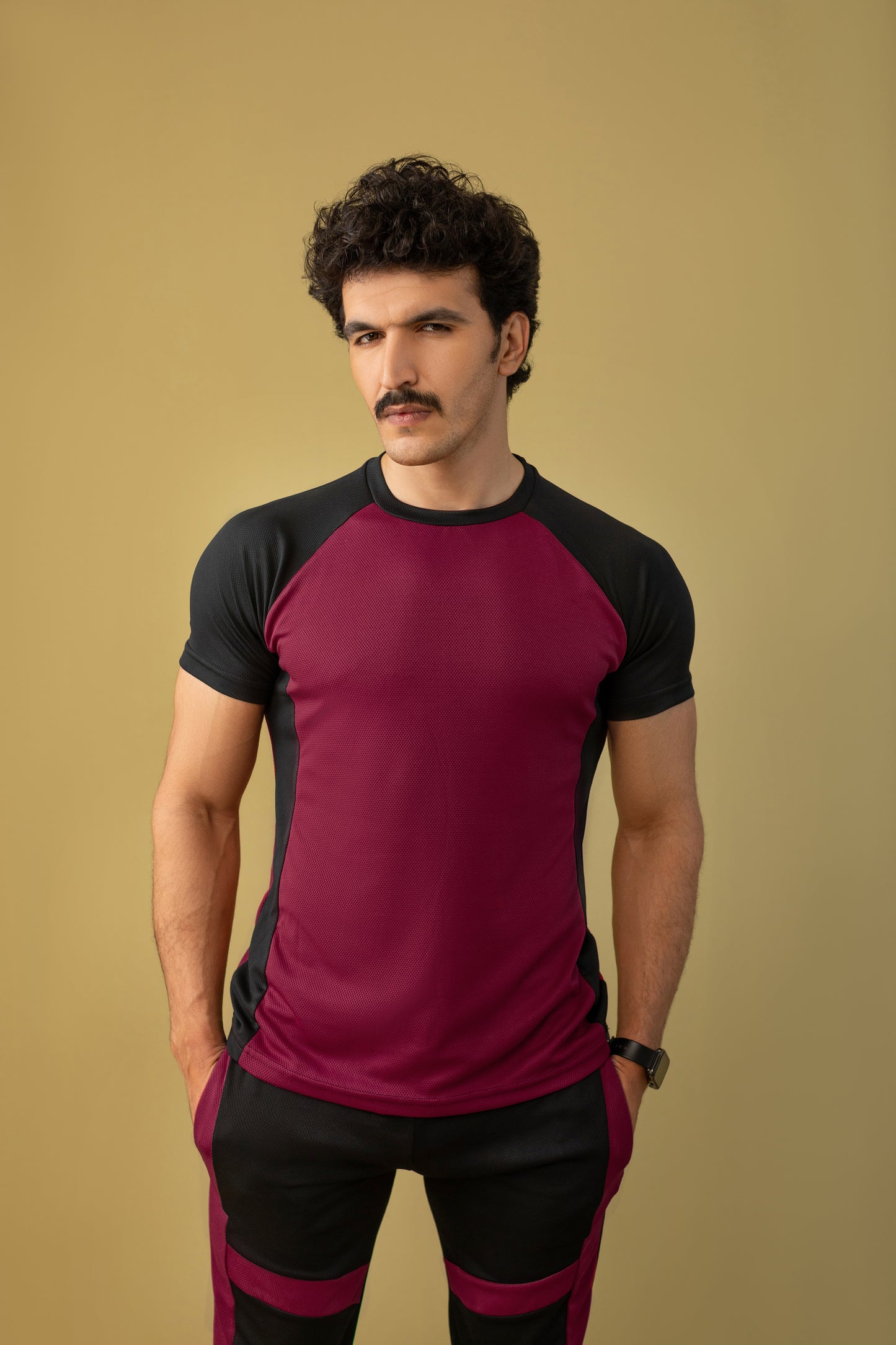 Expressive Victory Activewear Suit (Burgundy & Black)